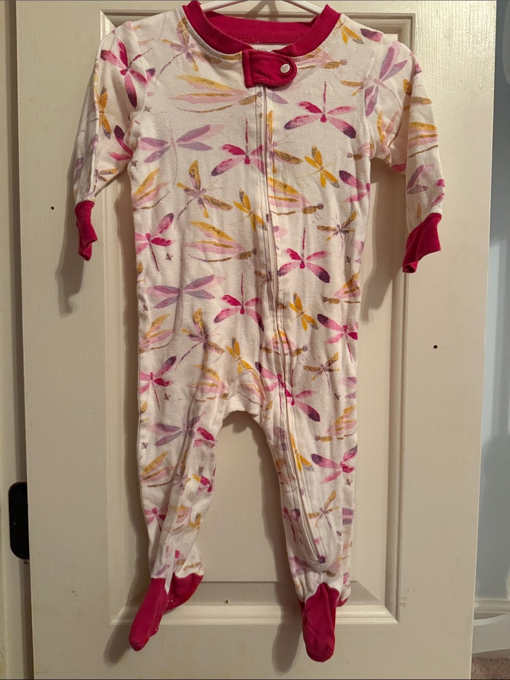 Burt’s Bees Dragonfly Print Footie Pajamas 3-6 months.  Organic cotton